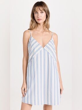 Lunya Airy Cotton mini dress Blue & White Striped Dress XS